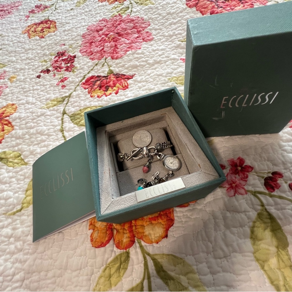 ESSLISSI Sterling Silver and Authentic Gem Charm Watch - Picture 5 of 11